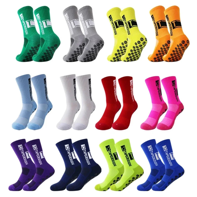 6Pairs/Lot New ANTI SLIP Tapedesign Football Socks Mid Calf Non-Slip