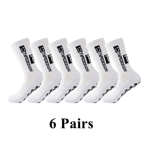 6Pairs/Lot New ANTI SLIP Tapedesign Football Socks Mid Calf Non-Slip