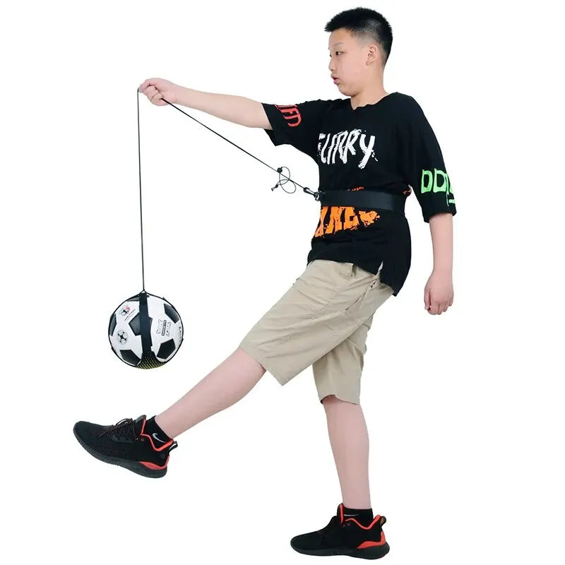 Football Kick Throw Solo Practice Adjustable Waist Belt Soccer Ball