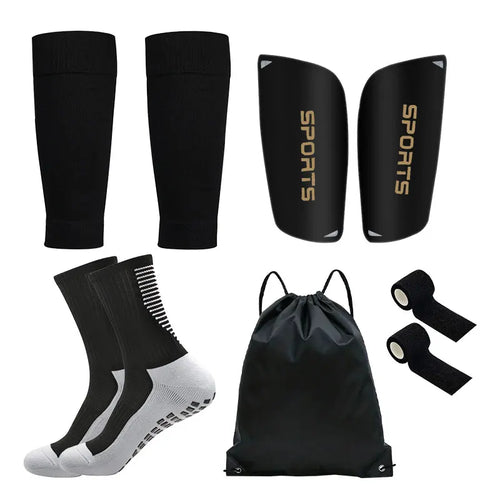 5PCS Set Teenagers Football Bag Soccer Socks Grip Men Sport Socks